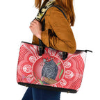 Australia Gang-gang Cockatoo Christmas Leather Tote Bag Eucalyptus Blossoms Aboriginal Merry Xmas - Aussie Hoodie