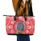 Australia Gang-gang Cockatoo Christmas Leather Tote Bag Eucalyptus Blossoms Aboriginal Merry Xmas - Aussie Hoodie