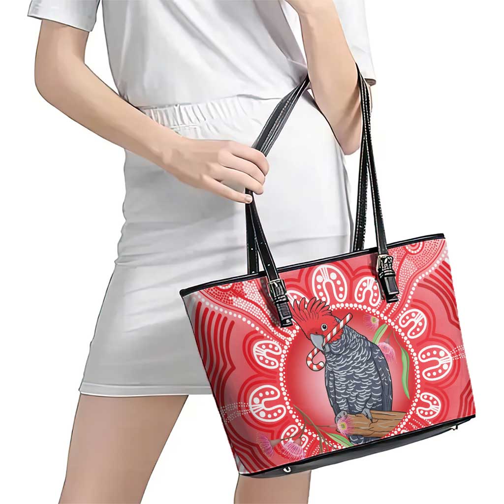 Australia Gang-gang Cockatoo Christmas Leather Tote Bag Eucalyptus Blossoms Aboriginal Merry Xmas - Aussie Hoodie