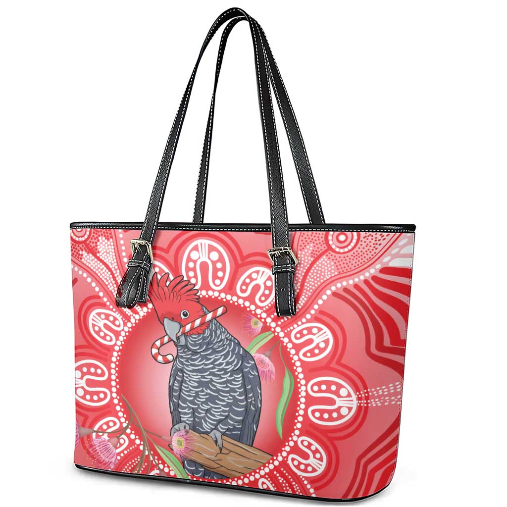 Australia Gang-gang Cockatoo Christmas Leather Tote Bag Eucalyptus Blossoms Aboriginal Merry Xmas - Aussie Hoodie