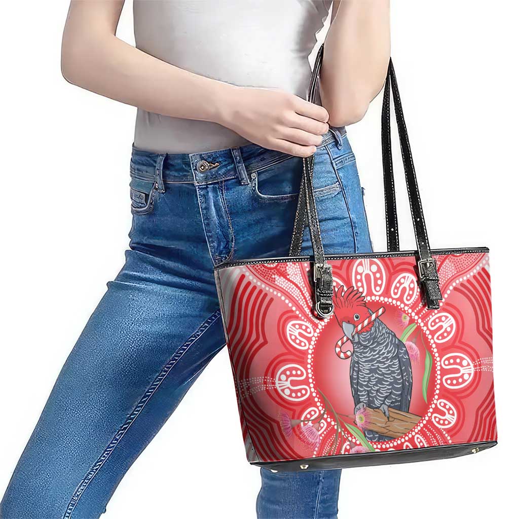 Australia Gang-gang Cockatoo Christmas Leather Tote Bag Eucalyptus Blossoms Aboriginal Merry Xmas - Aussie Hoodie