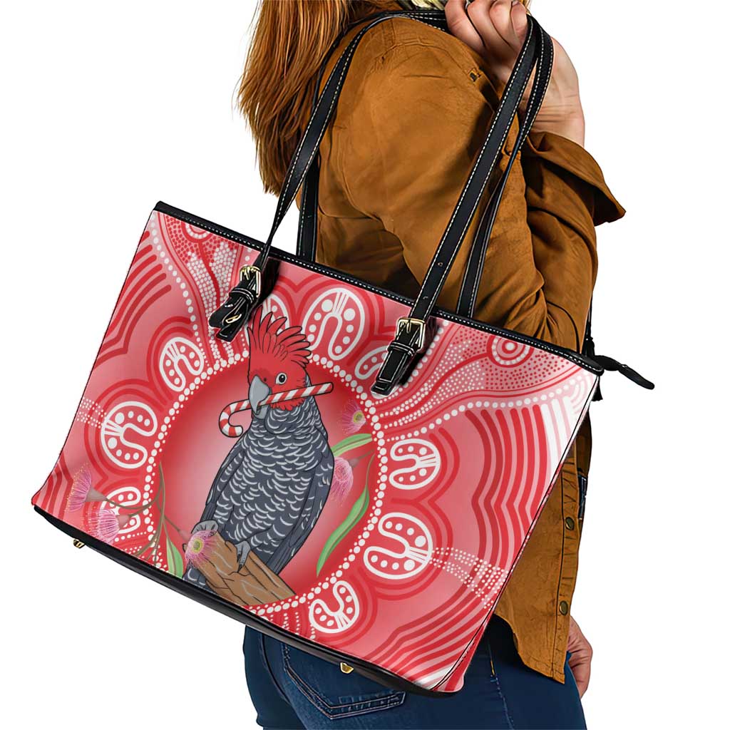 Australia Gang-gang Cockatoo Christmas Leather Tote Bag Eucalyptus Blossoms Aboriginal Merry Xmas - Aussie Hoodie