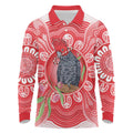 Australia Gang-gang Cockatoo Christmas Long Sleeve Polo Shirt Eucalyptus Blossoms Aboriginal Merry Xmas - Aussie Hoodie