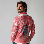 Australia Gang-gang Cockatoo Christmas Long Sleeve Polo Shirt Eucalyptus Blossoms Aboriginal Merry Xmas - Aussie Hoodie