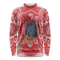 Australia Gang-gang Cockatoo Christmas Long Sleeve Shirt Eucalyptus Blossoms Aboriginal Merry Xmas - Aussie Hoodie