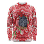 Australia Gang-gang Cockatoo Christmas Long Sleeve Shirt Eucalyptus Blossoms Aboriginal Merry Xmas - Aussie Hoodie