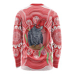 Australia Gang-gang Cockatoo Christmas Long Sleeve Shirt Eucalyptus Blossoms Aboriginal Merry Xmas - Aussie Hoodie