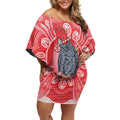 Australia Gang-gang Cockatoo Christmas Off Shoulder Short Dress Eucalyptus Blossoms Aboriginal Merry Xmas - Aussie Hoodie