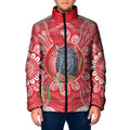Australia Gang-gang Cockatoo Christmas Padded Jacket Eucalyptus Blossoms Aboriginal Merry Xmas - Aussie Hoodie