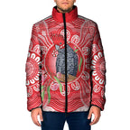 Australia Gang-gang Cockatoo Christmas Padded Jacket Eucalyptus Blossoms Aboriginal Merry Xmas - Aussie Hoodie