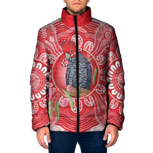 Australia Gang-gang Cockatoo Christmas Padded Jacket Eucalyptus Blossoms Aboriginal Merry Xmas - Aussie Hoodie
