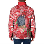 Australia Gang-gang Cockatoo Christmas Padded Jacket Eucalyptus Blossoms Aboriginal Merry Xmas - Aussie Hoodie