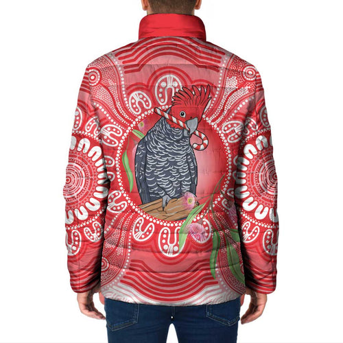 Australia Gang-gang Cockatoo Christmas Padded Jacket Eucalyptus Blossoms Aboriginal Merry Xmas - Aussie Hoodie