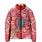Australia Gang-gang Cockatoo Christmas Padded Jacket Eucalyptus Blossoms Aboriginal Merry Xmas - Aussie Hoodie