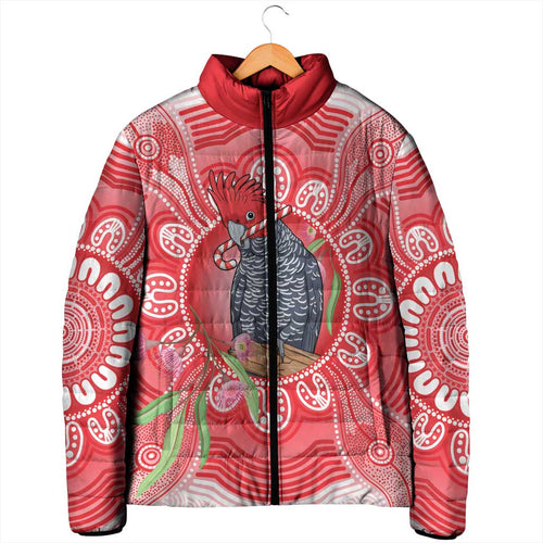 Australia Gang-gang Cockatoo Christmas Padded Jacket Eucalyptus Blossoms Aboriginal Merry Xmas - Aussie Hoodie