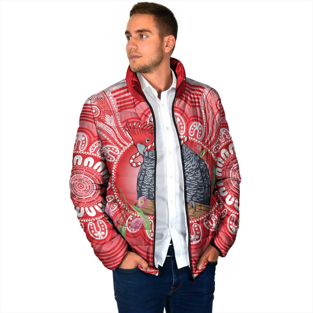 Australia Gang-gang Cockatoo Christmas Padded Jacket Eucalyptus Blossoms Aboriginal Merry Xmas - Aussie Hoodie