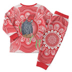 Australia Gang-gang Cockatoo Christmas Pajama Set Eucalyptus Blossoms Aboriginal Merry Xmas - Aussie Hoodie