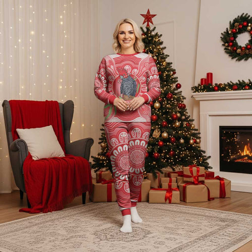 Australia Gang-gang Cockatoo Christmas Pajama Set Eucalyptus Blossoms Aboriginal Merry Xmas - Aussie Hoodie