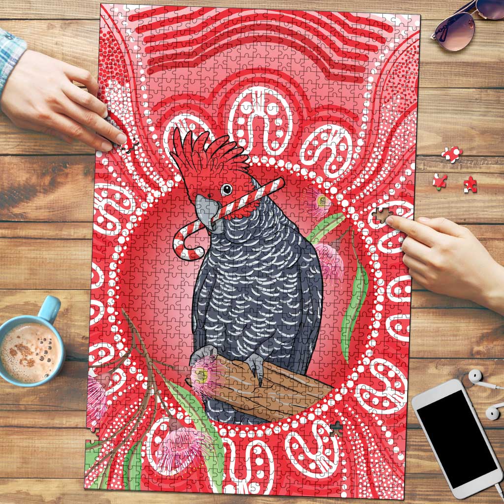 Australia Gang-gang Cockatoo Christmas Puzzle Eucalyptus Blossoms Aboriginal Merry Xmas - Aussie Hoodie