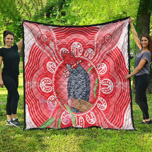 Australia Gang-gang Cockatoo Christmas Quilt Eucalyptus Blossoms Aboriginal Merry Xmas - Aussie Hoodie