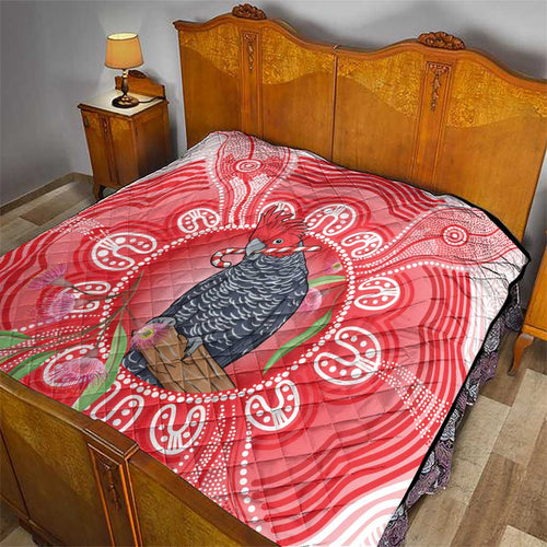 Australia Gang-gang Cockatoo Christmas Quilt Eucalyptus Blossoms Aboriginal Merry Xmas - Aussie Hoodie