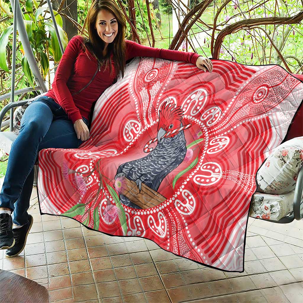 Australia Gang-gang Cockatoo Christmas Quilt Eucalyptus Blossoms Aboriginal Merry Xmas - Aussie Hoodie