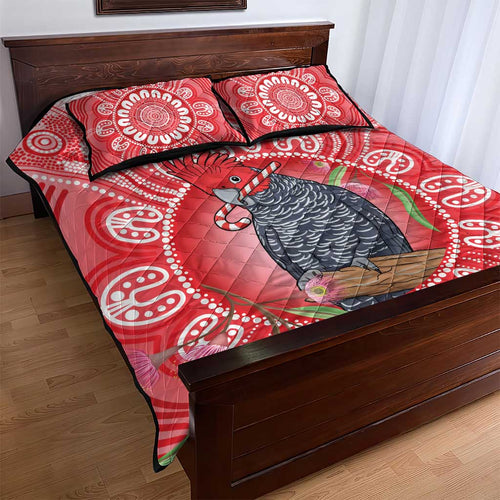 Australia Gang-gang Cockatoo Christmas Quilt Bed Set Eucalyptus Blossoms Aboriginal Merry Xmas - Aussie Hoodie