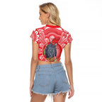 Australia Gang-gang Cockatoo Christmas Raglan Cropped T Shirt Eucalyptus Blossoms Aboriginal Merry Xmas - Aussie Hoodie