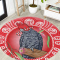 Australia Gang-gang Cockatoo Christmas Round Carpet Eucalyptus Blossoms Aboriginal Merry Xmas - Aussie Hoodie
