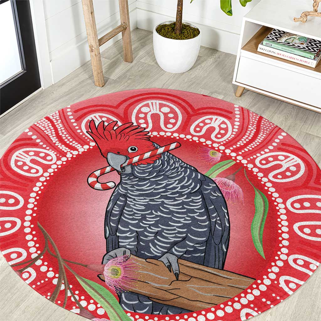Australia Gang-gang Cockatoo Christmas Round Carpet Eucalyptus Blossoms Aboriginal Merry Xmas - Aussie Hoodie