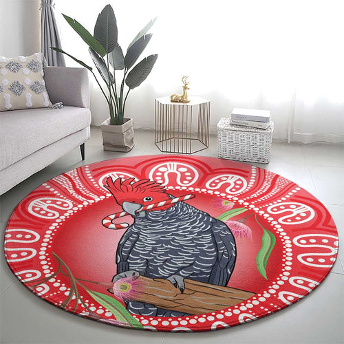 Australia Gang-gang Cockatoo Christmas Round Carpet Eucalyptus Blossoms Aboriginal Merry Xmas - Aussie Hoodie