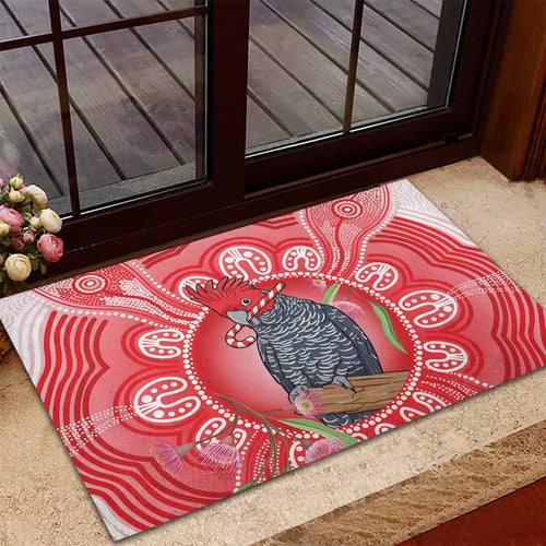 Australia Gang-gang Cockatoo Christmas Rubber Doormat Eucalyptus Blossoms Aboriginal Merry Xmas - Aussie Hoodie