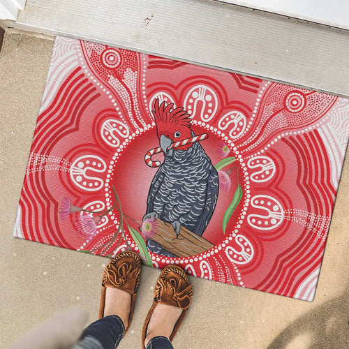 Australia Gang-gang Cockatoo Christmas Rubber Doormat Eucalyptus Blossoms Aboriginal Merry Xmas - Aussie Hoodie
