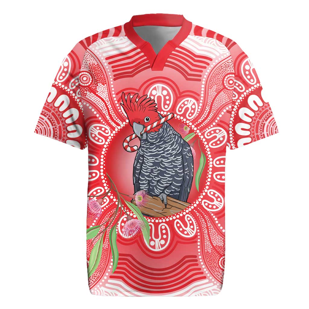 Australia Gang-gang Cockatoo Christmas Rugby Jersey Eucalyptus Blossoms Aboriginal Merry Xmas - Aussie Hoodie
