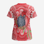 Australia Gang-gang Cockatoo Christmas Scrub Top Eucalyptus Blossoms Aboriginal Merry Xmas - Aussie Hoodie