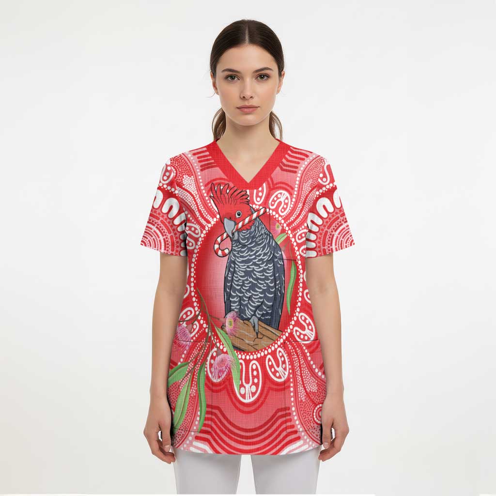 Australia Gang-gang Cockatoo Christmas Scrub Top Eucalyptus Blossoms Aboriginal Merry Xmas - Aussie Hoodie