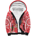 Australia Gang-gang Cockatoo Christmas Sherpa Hoodie Eucalyptus Blossoms Aboriginal Merry Xmas - Aussie Hoodie