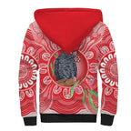 Australia Gang-gang Cockatoo Christmas Sherpa Hoodie Eucalyptus Blossoms Aboriginal Merry Xmas - Aussie Hoodie