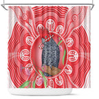 Australia Gang-gang Cockatoo Christmas Shower Curtain Eucalyptus Blossoms Aboriginal Merry Xmas - Aussie Hoodie