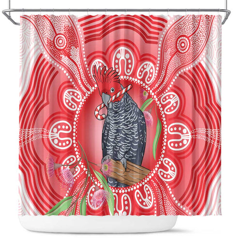 Australia Gang-gang Cockatoo Christmas Shower Curtain Eucalyptus Blossoms Aboriginal Merry Xmas - Aussie Hoodie
