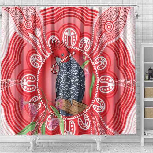 Australia Gang-gang Cockatoo Christmas Shower Curtain Eucalyptus Blossoms Aboriginal Merry Xmas - Aussie Hoodie