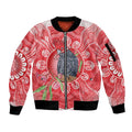 Australia Gang-gang Cockatoo Christmas Sleeve Zip Bomber Jacket Eucalyptus Blossoms Aboriginal Merry Xmas - Aussie Hoodie