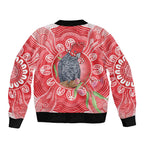 Australia Gang-gang Cockatoo Christmas Sleeve Zip Bomber Jacket Eucalyptus Blossoms Aboriginal Merry Xmas - Aussie Hoodie