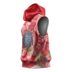 Australia Gang-gang Cockatoo Christmas Sleeveless Hoodie Eucalyptus Blossoms Aboriginal Merry Xmas - Aussie Hoodie