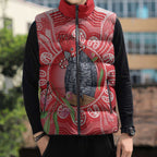 Australia Gang-gang Cockatoo Christmas Sleeveless Puffer Jacket Eucalyptus Blossoms Aboriginal Merry Xmas - Aussie Hoodie