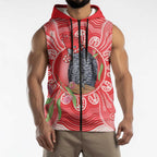 Australia Gang-gang Cockatoo Christmas Sleeveless Zip Hoodie Eucalyptus Blossoms Aboriginal Merry Xmas LT14