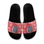 Australia Gang-gang Cockatoo Christmas Slide Sandals Eucalyptus Blossoms Aboriginal Merry Xmas - Aussie Hoodie