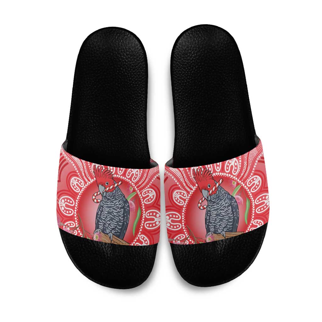 Australia Gang-gang Cockatoo Christmas Slide Sandals Eucalyptus Blossoms Aboriginal Merry Xmas - Aussie Hoodie