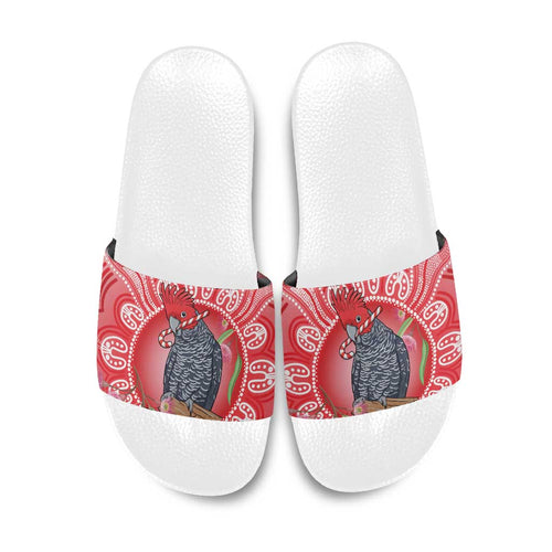Australia Gang-gang Cockatoo Christmas Slide Sandals Eucalyptus Blossoms Aboriginal Merry Xmas - Aussie Hoodie