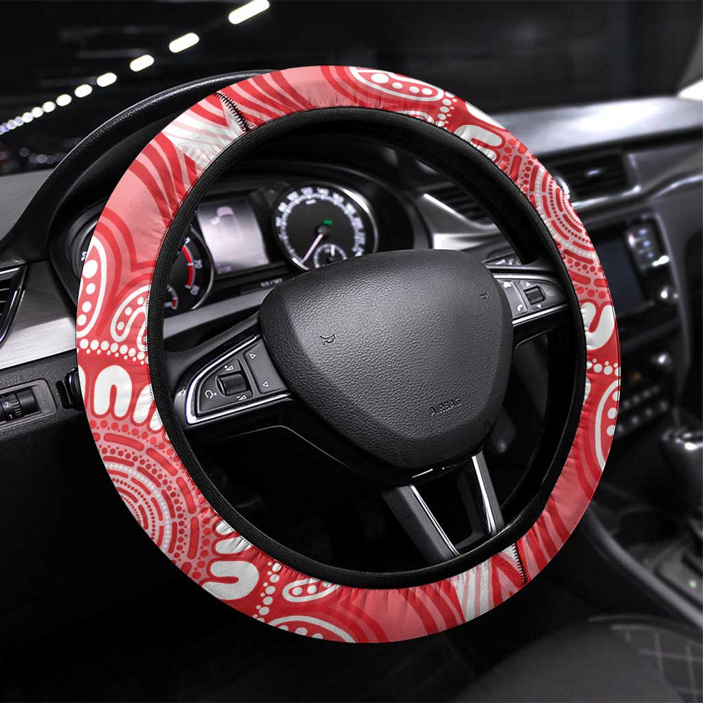 Australia Gang-gang Cockatoo Christmas Steering Wheel Cover Eucalyptus Blossoms Aboriginal Merry Xmas - Aussie Hoodie